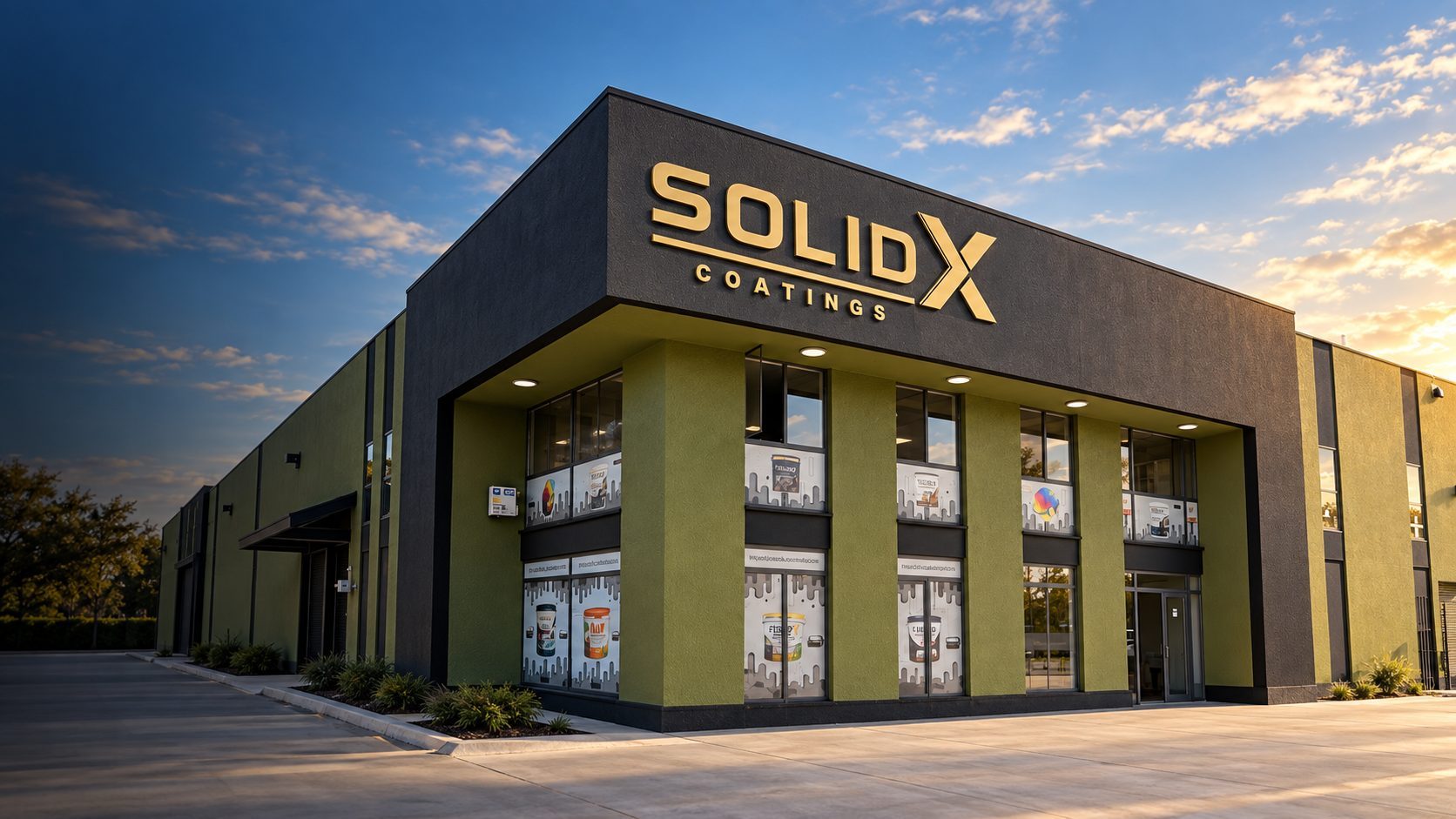 SOLID X Coatings storefront and showroom building