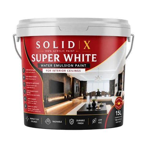 SOLID X Super White interior emulsion paint bucket